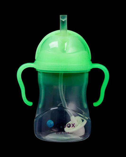 b.box Straw Sippy Cup-With Weighted Straw-Glow In The Dark-Easy Grip Handles-Flip Top Lid-240 ml