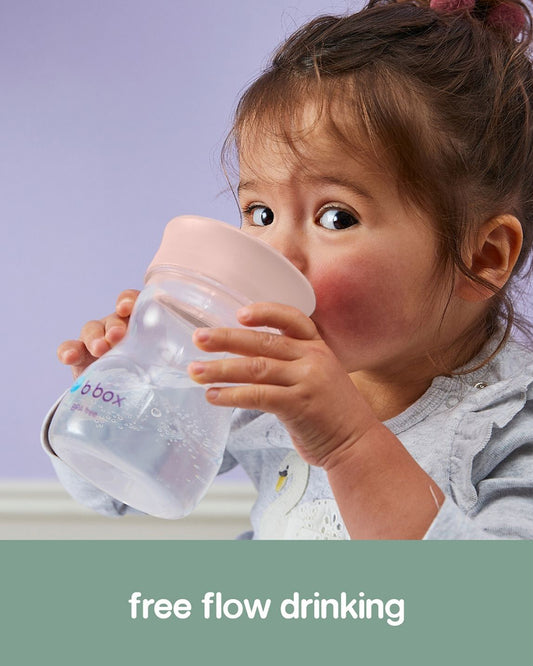 b.box Training Cup-With Silicone Sleeve-Unique Water Window-Easy Free Flow Drinking-240 ml-Ocean Blue-For Infants