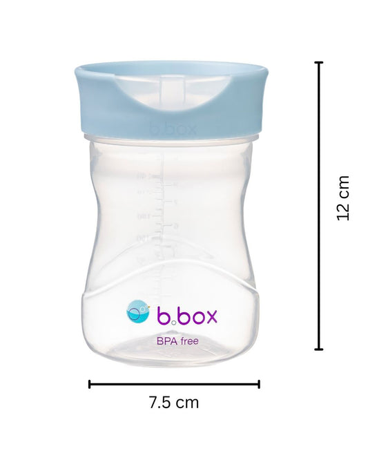 b.box Training Cup-With Silicone Sleeve-Unique Water Window-Easy Free Flow Drinking-240 ml-Ocean Blue-For Infants