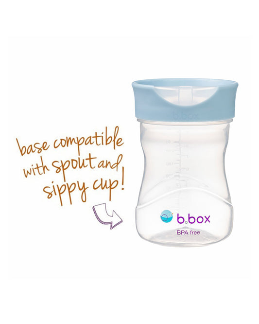 b.box Training Cup-With Silicone Sleeve-Unique Water Window-Easy Free Flow Drinking-240 ml-Ocean Blue-For Infants
