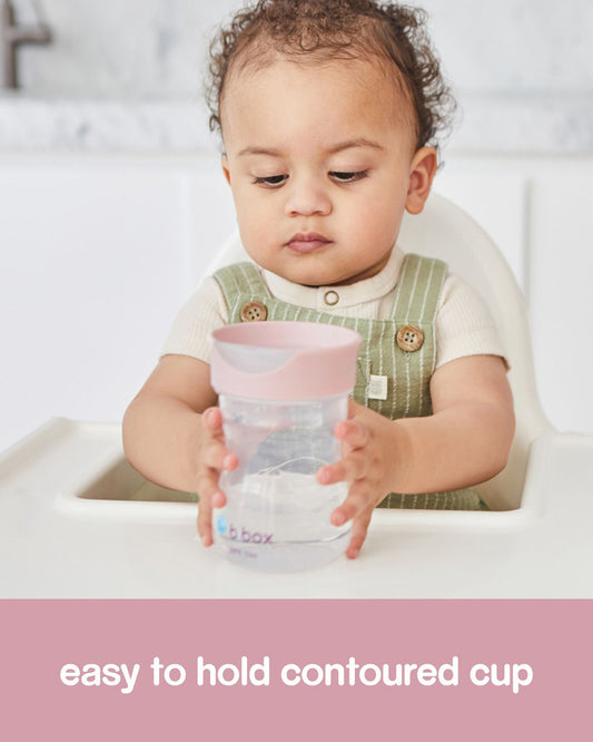 b.box Training Cup-With Silicone Sleeve-Unique Water Window-Easy Free Flow Drinking-240 ml-Ocean Blue-For Infants