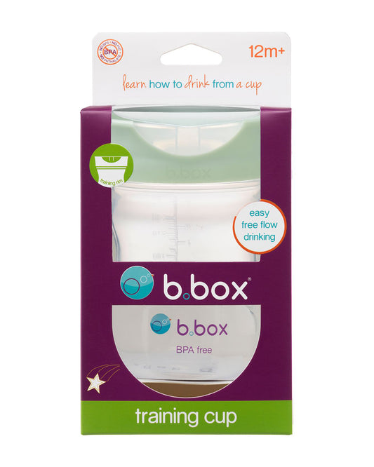 b.box Training Cup-With Silicone Sleeve-Unique Water Window-Easy Free Flow Drinking-240 ml-Sage Green-For Infants