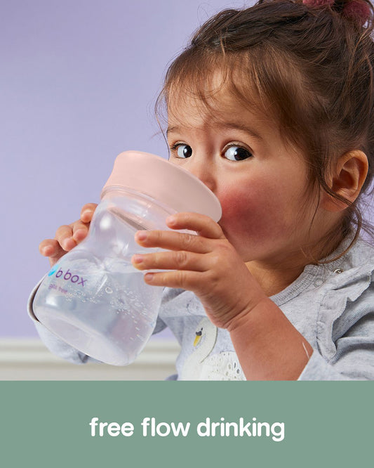 b.box Training Cup-With Silicone Sleeve-Unique Water Window-Easy Free Flow Drinking-240 ml-Sage Green-For Infants