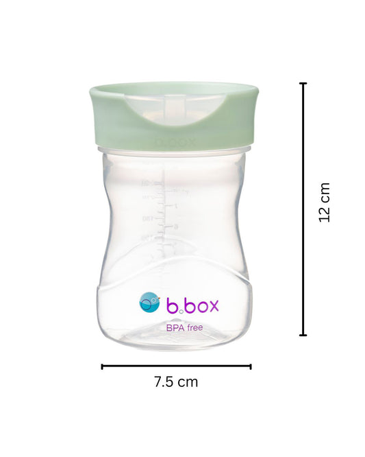 b.box Training Cup-With Silicone Sleeve-Unique Water Window-Easy Free Flow Drinking-240 ml-Sage Green-For Infants