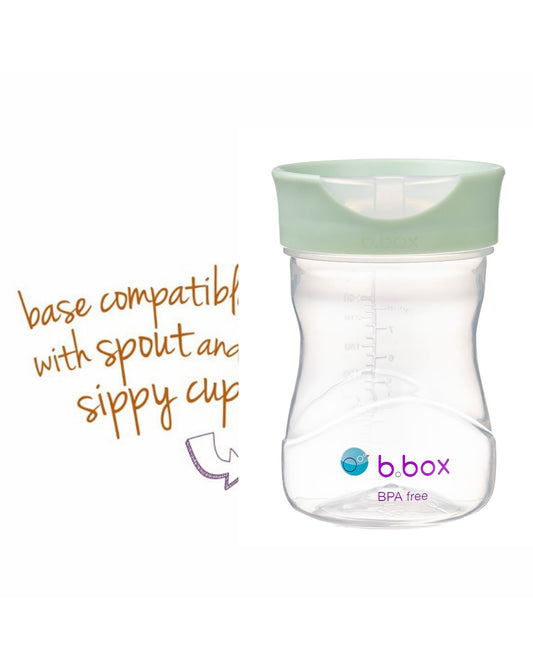 b.box Training Cup-With Silicone Sleeve-Unique Water Window-Easy Free Flow Drinking-240 ml-Sage Green-For Infants