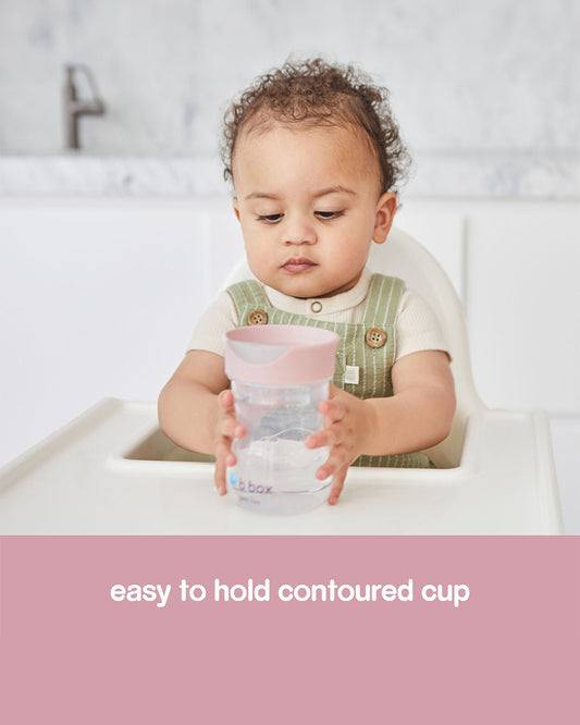 b.box Training Cup-With Silicone Sleeve-Unique Water Window-Easy Free Flow Drinking-240 ml-Sage Green-For Infants