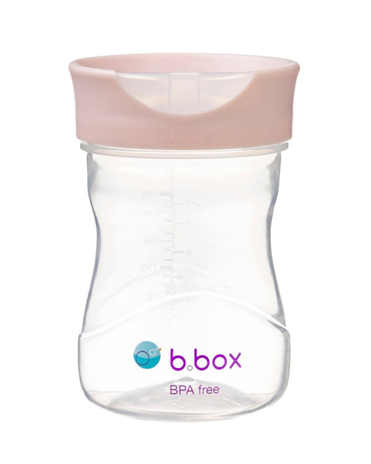 b.box Training Cup-With Silicone Sleeve-Unique Water Window-Easy Free Flow Drinking-240 ml-Blush Pink-For Infants