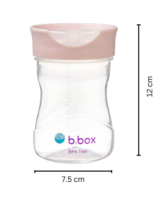 b.box Training Cup-With Silicone Sleeve-Unique Water Window-Easy Free Flow Drinking-240 ml-Blush Pink-For Infants