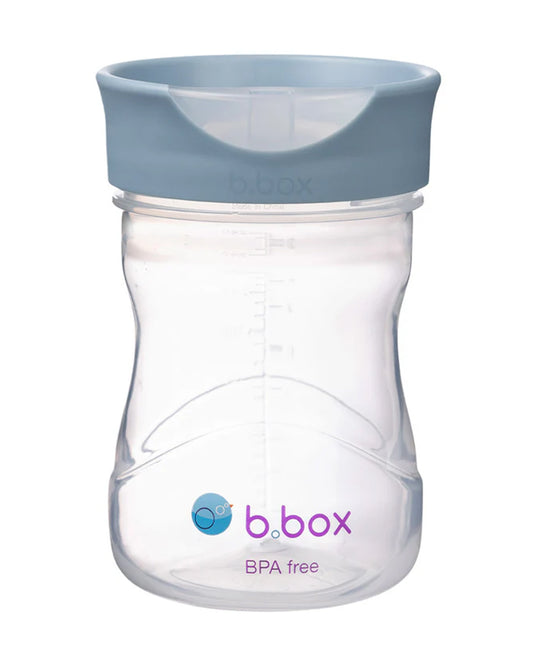 b.box Transition Value Pack-One Cup with 4 Lids for Every Stage of Growth (3M to 12M+) : Includes Medium Flow Teat, Soft Spout, Weighted Straw & Training Cup Lids-Ocean Blue-240 ml