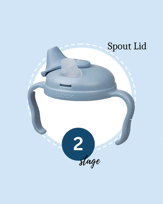 b.box Transition Value Pack-One Cup with 4 Lids for Every Stage of Growth (3M to 12M+) : Includes Medium Flow Teat, Soft Spout, Weighted Straw & Training Cup Lids-Ocean Blue-240 ml