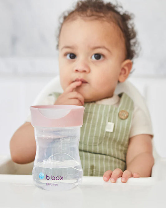 b.box Transition Value Pack-One Cup with 4 Lids for Every Stage of Growth (3M to 12M+) : Includes Medium Flow Teat, Soft Spout, Weighted Straw & Training Cup Lids-Ocean Blue-240 ml