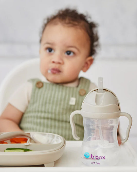 b.box Transition Value Pack-One Cup with 4 Lids for Every Stage of Growth (3M to 12M+) : Includes Medium Flow Teat, Soft Spout, Weighted Straw & Training Cup Lids-Ocean Blue-240 ml