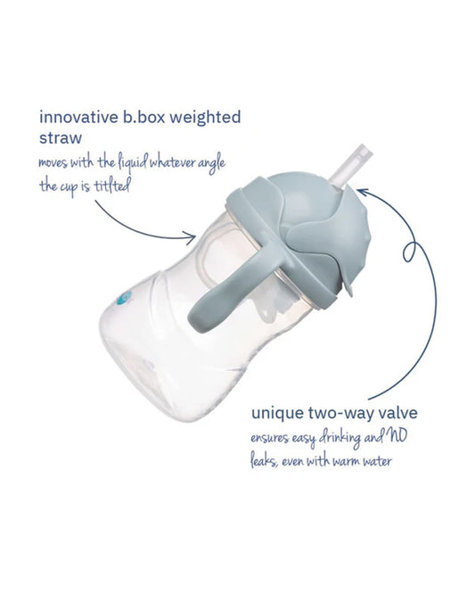 b.box Transition Value Pack-One Cup with 4 Lids for Every Stage of Growth (3M to 12M+) : Includes Medium Flow Teat, Soft Spout, Weighted Straw & Training Cup Lids-Ocean Blue-240 ml