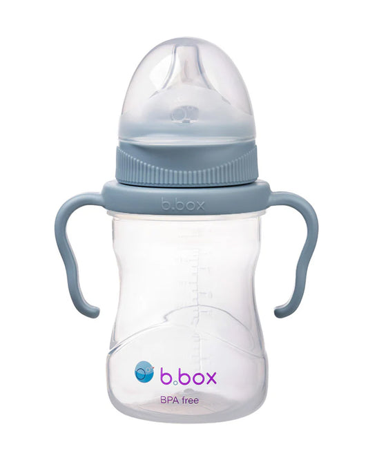 b.box Transition Value Pack-One Cup with 4 Lids for Every Stage of Growth (3M to 12M+) : Includes Medium Flow Teat, Soft Spout, Weighted Straw & Training Cup Lids-Ocean Blue-240 ml