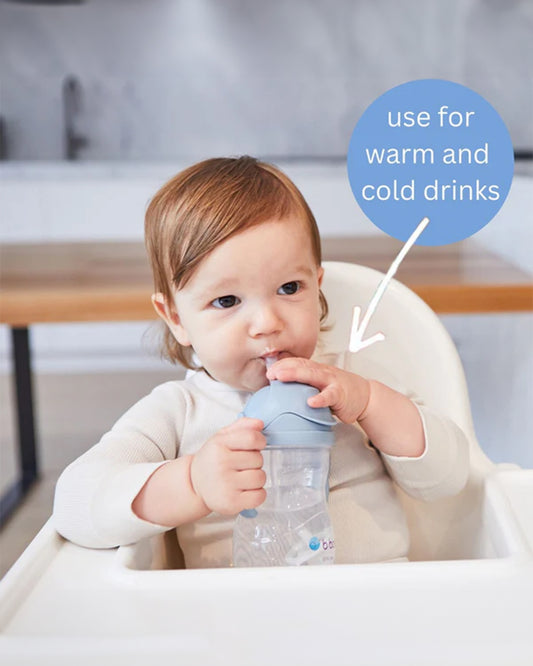 b.box Transition Value Pack-One Cup with 4 Lids for Every Stage of Growth (3M to 12M+) : Includes Medium Flow Teat, Soft Spout, Weighted Straw & Training Cup Lids-Ocean Blue-240 ml