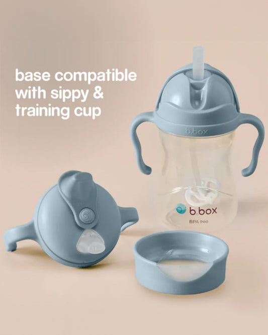 b.box Transition Value Pack-One Cup with 4 Lids for Every Stage of Growth (3M to 12M+) : Includes Medium Flow Teat, Soft Spout, Weighted Straw & Training Cup Lids-Ocean Blue-240 ml