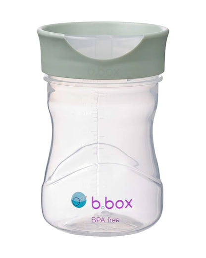 b.box Transition Value Pack-One Cup with 4 Lids for Every Stage of Growth (3M to 12M+) : Includes Medium Flow Teat, Soft Spout, Weighted Straw & Training Cup Lids-Sage Green-240 ml