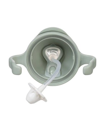 b.box Transition Value Pack-One Cup with 4 Lids for Every Stage of Growth (3M to 12M+) : Includes Medium Flow Teat, Soft Spout, Weighted Straw & Training Cup Lids-Sage Green-240 ml