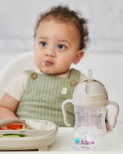 b.box Transition Value Pack-One Cup with 4 Lids for Every Stage of Growth (3M to 12M+) : Includes Medium Flow Teat, Soft Spout, Weighted Straw & Training Cup Lids-Sage Green-240 ml