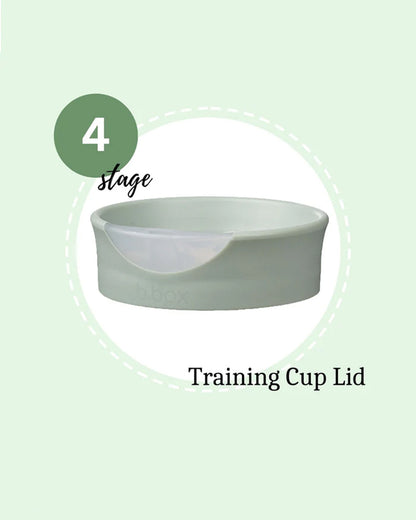 b.box Transition Value Pack-One Cup with 4 Lids for Every Stage of Growth (3M to 12M+) : Includes Medium Flow Teat, Soft Spout, Weighted Straw & Training Cup Lids-Sage Green-240 ml
