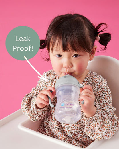 b.box Transition Value Pack-One Cup with 4 Lids for Every Stage of Growth (3M to 12M+) : Includes Medium Flow Teat, Soft Spout, Weighted Straw & Training Cup Lids-Sage Green-240 ml