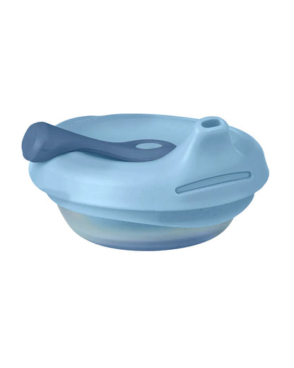 b.box Fill + Feed Food Feeder-With Squeezable Base-Silicone Spout-Twist Open Hinged Lid-110 ml-Lullaby Blue-4M+-For Infants
