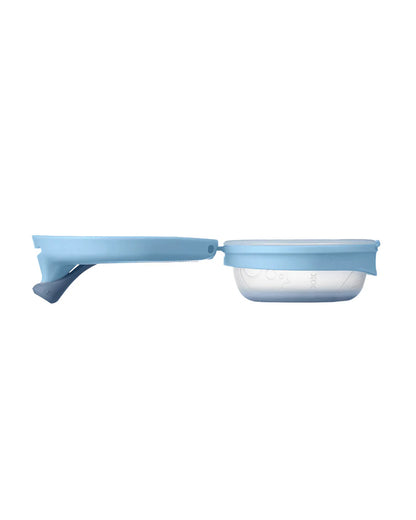 b.box Fill + Feed Food Feeder-With Squeezable Base-Silicone Spout-Twist Open Hinged Lid-110 ml-Lullaby Blue-4M+-For Infants