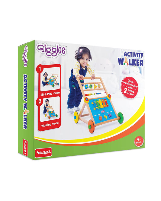 Giggles Baby Activity Walker-Wooden Push Walker-Develops Motor Skills-9M to 3Y