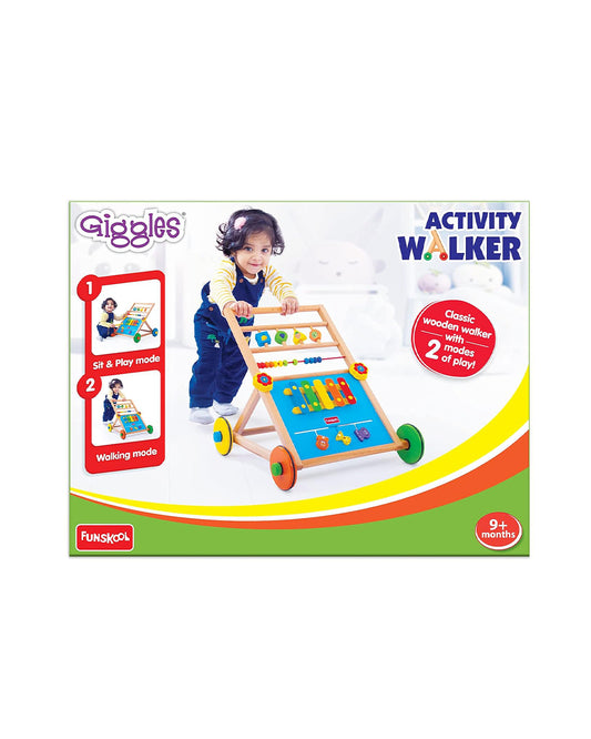 Giggles Baby Activity Walker-Wooden Push Walker-Develops Motor Skills-9M to 3Y