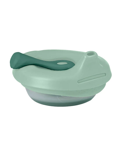 b.box Fill + Feed Food Feeder-With Squeezable Base-Silicone Spout-Twist Open Hinged Lid-110 ml-Sage Green-4M+-For Infants