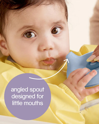 b.box Fill + Feed Food Feeder-With Squeezable Base-Silicone Spout-Twist Open Hinged Lid-110 ml-Sage Green-4M+-For Infants