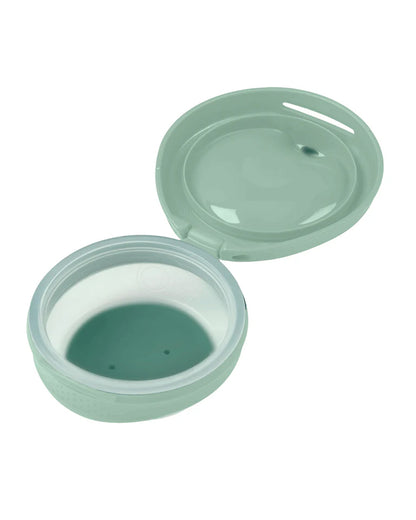 b.box Fill + Feed Food Feeder-With Squeezable Base-Silicone Spout-Twist Open Hinged Lid-110 ml-Sage Green-4M+-For Infants