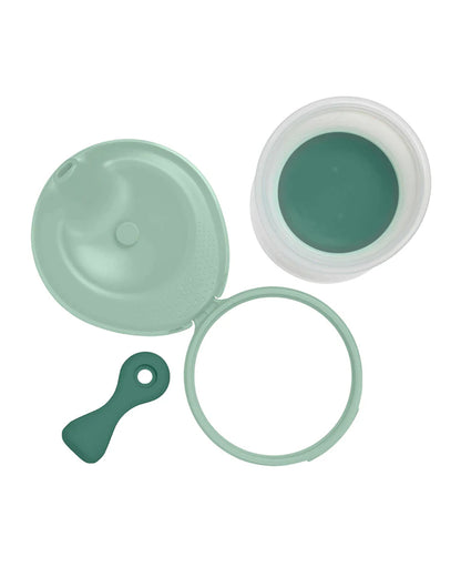 b.box Fill + Feed Food Feeder-With Squeezable Base-Silicone Spout-Twist Open Hinged Lid-110 ml-Sage Green-4M+-For Infants