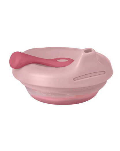 b.box Fill + Feed Food Feeder-With Squeezable Base-Silicone Spout-Twist Open Hinged Lid-110 ml-Blush Pink-4M+-For Infants