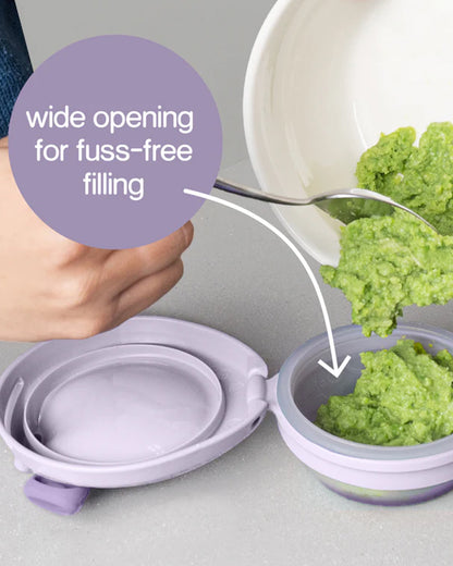 b.box Fill + Feed Food Feeder-With Squeezable Base-Silicone Spout-Twist Open Hinged Lid-110 ml-Blush Pink-4M+-For Infants