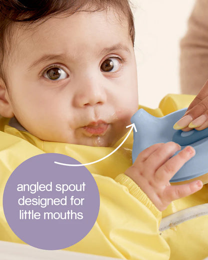 b.box Fill + Feed Food Feeder-With Squeezable Base-Silicone Spout-Twist Open Hinged Lid-110 ml-Blush Pink-4M+-For Infants