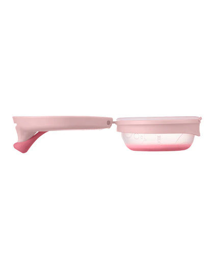 b.box Fill + Feed Food Feeder-With Squeezable Base-Silicone Spout-Twist Open Hinged Lid-110 ml-Blush Pink-4M+-For Infants