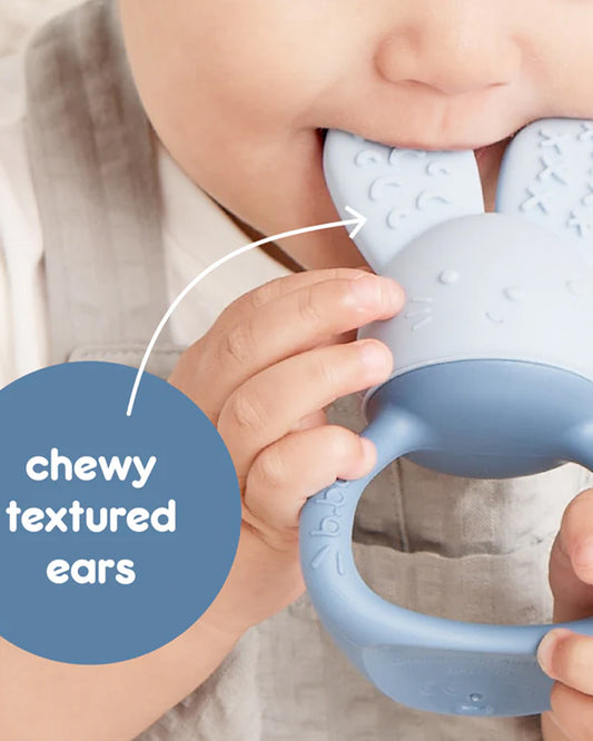 b.box Chill + Fill Teether-Refillable with Ice & Water-Provide Cooling Effect for Inflamed & Achy Gums-Multi Sensory Design & Freestanding Base-Lullaby Blue-3M+