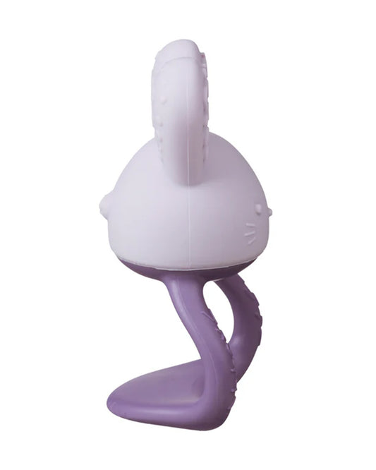 b.box Chill + Fill Teether-Refillable with Ice & Water-Provide Cooling Effect for Inflamed & Achy Gums-Multi Sensory Design & Freestanding Base-Peony Purple-3M+