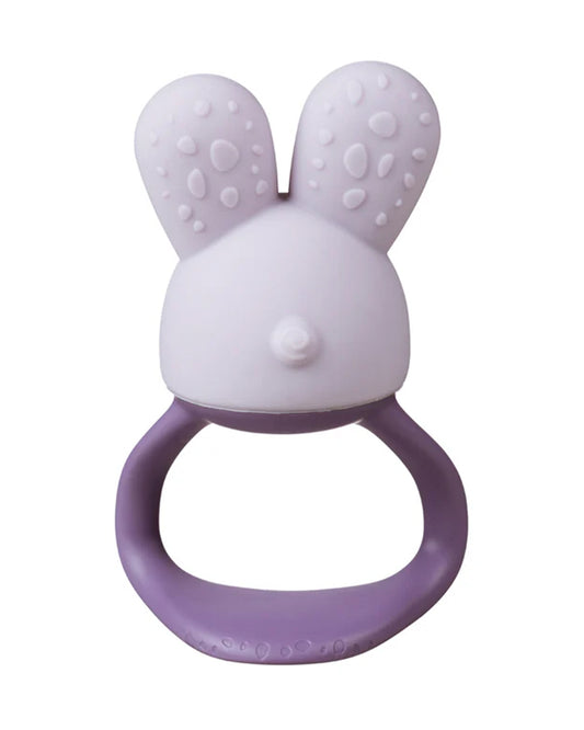 b.box Chill + Fill Teether-Refillable with Ice & Water-Provide Cooling Effect for Inflamed & Achy Gums-Multi Sensory Design & Freestanding Base-Peony Purple-3M+