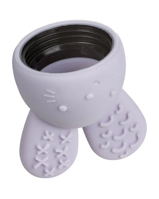 b.box Chill + Fill Teether-Refillable with Ice & Water-Provide Cooling Effect for Inflamed & Achy Gums-Multi Sensory Design & Freestanding Base-Peony Purple-3M+