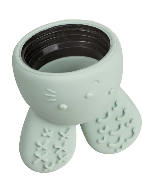 b.box Chill + Fill Teether-Refillable with Ice & Water-Provide Cooling Effect for Inflamed & Achy Gums-Multi Sensory Design & Freestanding Base-Sage Green-3M+