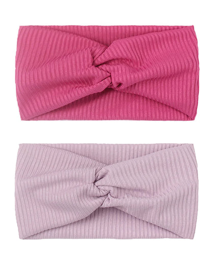 Syga Pink & Lavender Headbands-Striped-Cotton-Pack of 2-For Infants