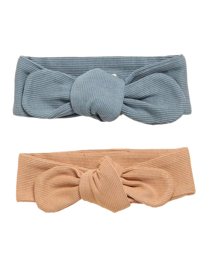 Cot & Candy Baby Blue & Peach Pink Headbands-Solid-Organic Cotton-Pack of 2-For Infants