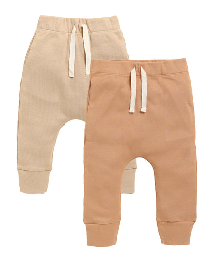 Cot & Candy Baby Brown & Beige Winter Wear Trousers-Solid-Organic Cotton-Pack of 2-For Infants