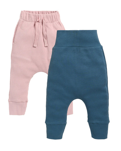 Cot & Candy Baby Pink & Blue Winter Wear Trousers-Solid-Organic Cotton-Pack of 2-For Infants