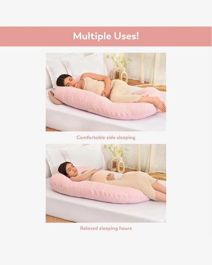 Mi Arcus Gingham C Shaped Pregnancy Pillow-Full Body Support-Pink-Star-For Maternity