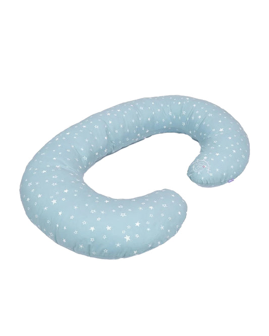 Mi Arcus Gingham C Shaped Pregnancy Pillow-Full Body Support-Blue-Star-For Maternity