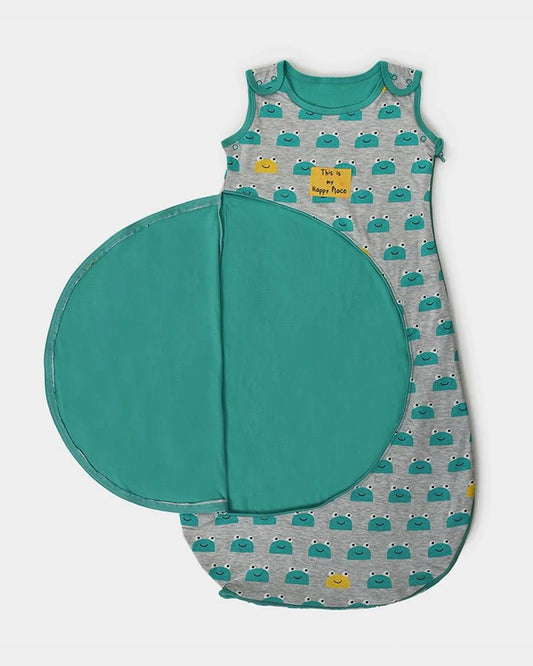 Mi Arcus Toad Newborn Summer Baby Sleeping Bag-with Shoulder Button & Side Zipper-Cotton-Green-Newborn Bed