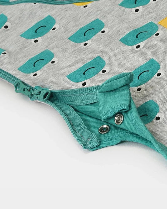 Mi Arcus Toad Newborn Summer Baby Sleeping Bag-with Shoulder Button & Side Zipper-Cotton-Green-Newborn Bed